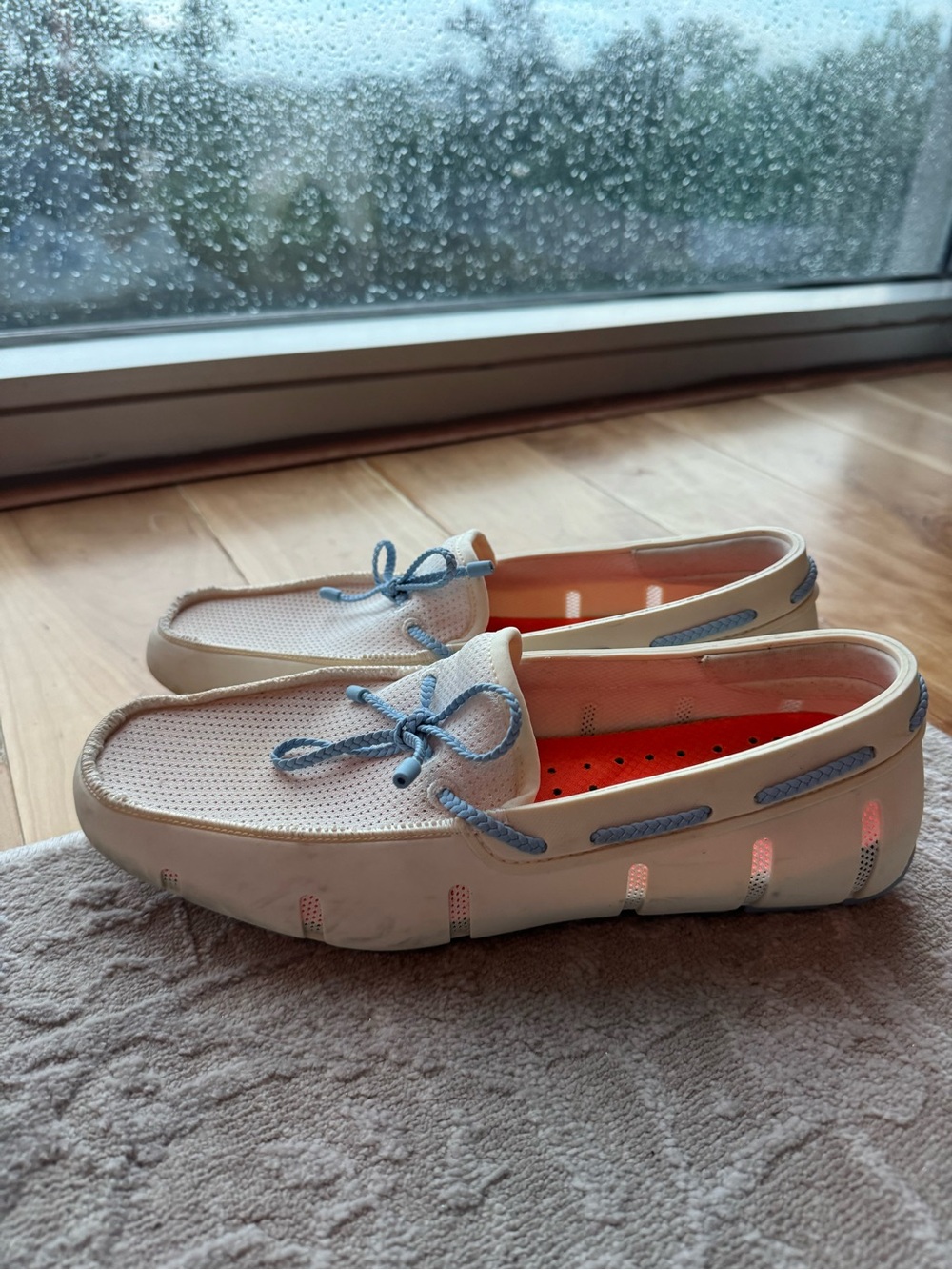 SWIMS WHITE SHOES with Blue